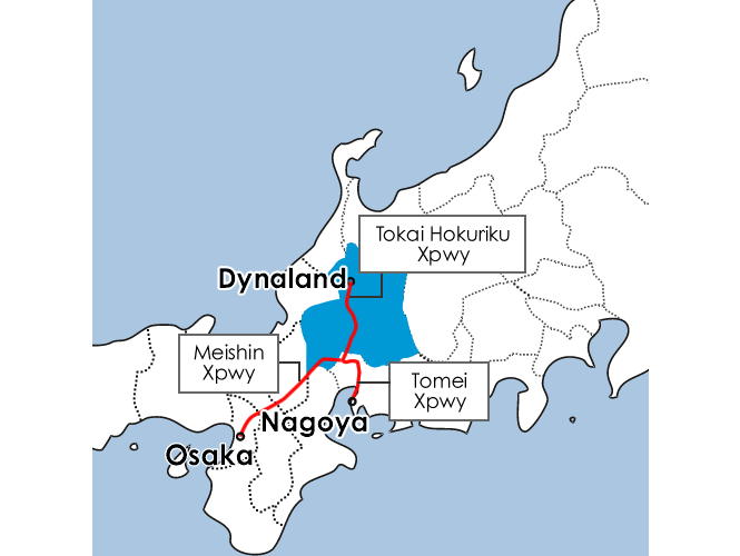 Map to Dynaland, Ski Resort in Gifu, Near Nagoya & Osaka