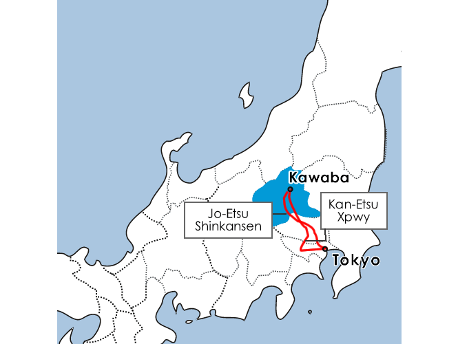 Map to Kawaba, Ski Resort in Gunma, Near Tokyo